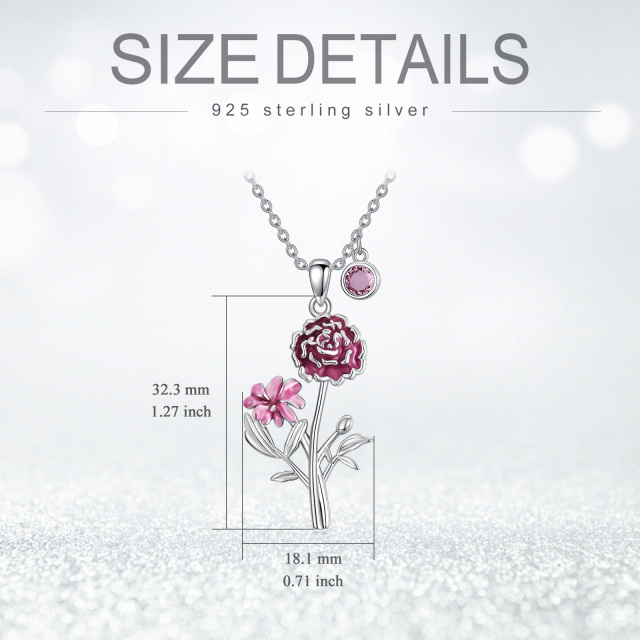 Sterling Silver Cubic Zirconia Marigold Pendant Necklace-3