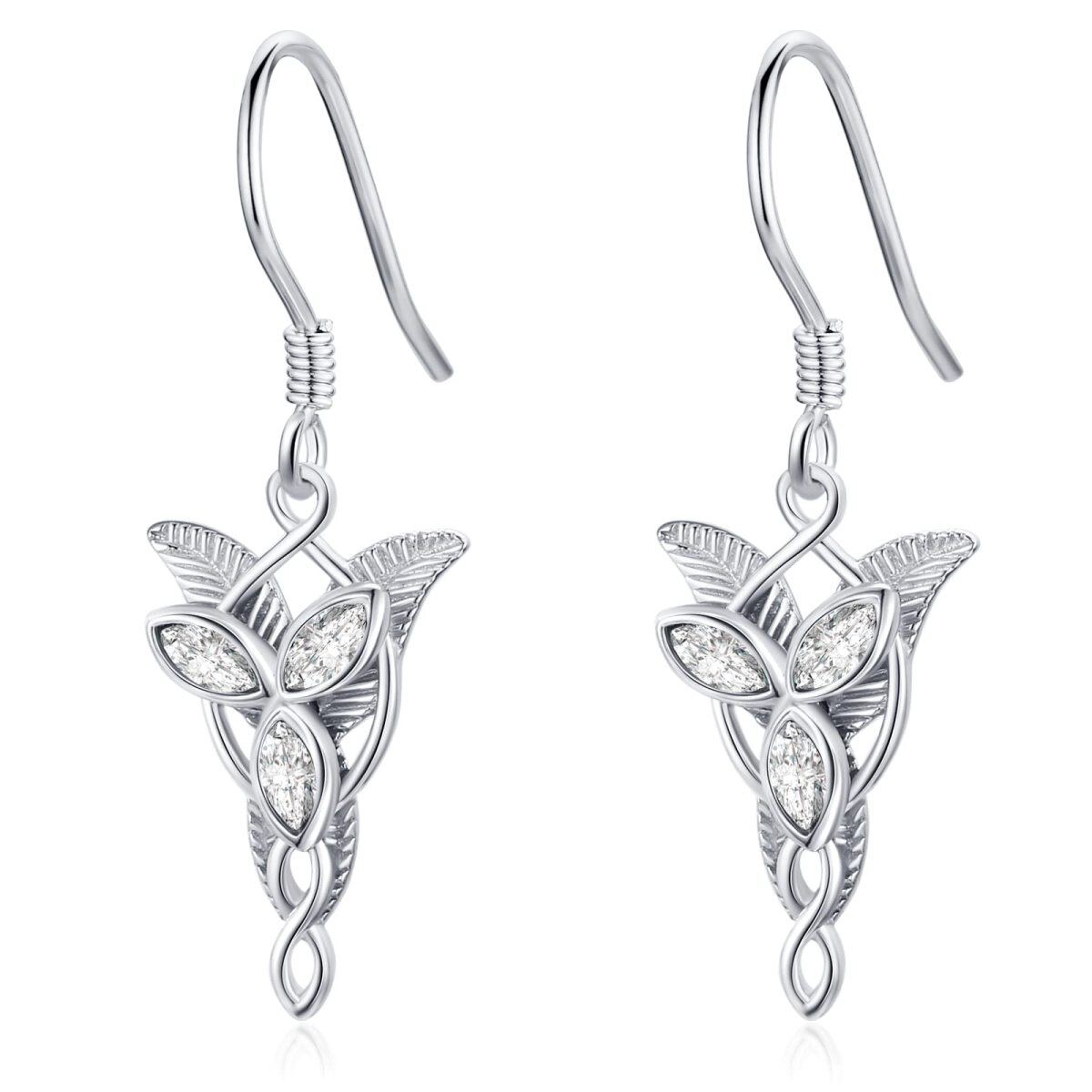 Boucles d'oreilles pendantes Arwen Evenstar en argent sterling avec zircons cubiques Marquise Le Seigneur des Anneaux-1