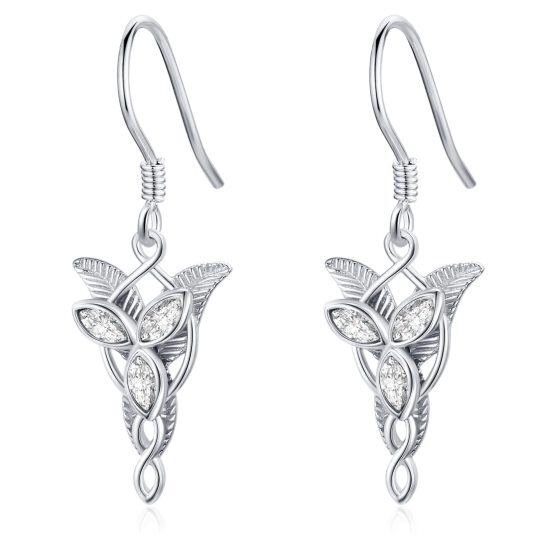 Orecchini pendenti Arwen Evenstar in argento sterling con zirconi cubici del Signore degli Anelli