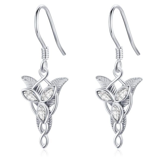 Sterling zilveren markiezin Cubic Zirconia Lord of the Rings Arwen Evenstar drop oorbellen-1