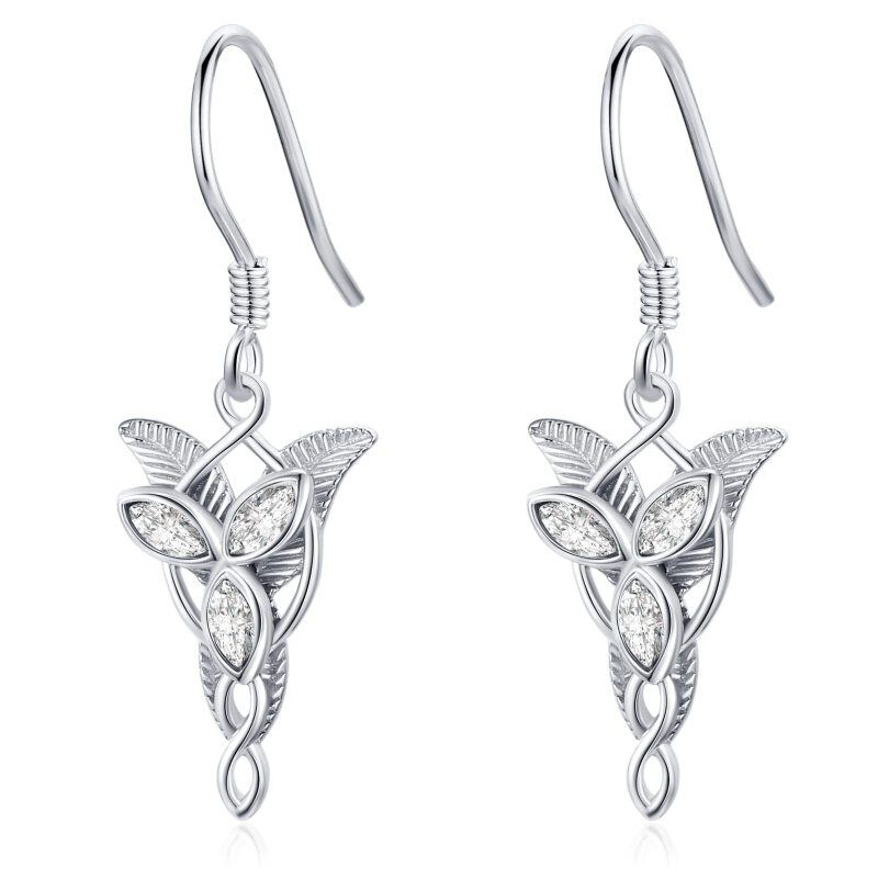 Sterling Silver Marquise Cubic Zirconia Lord of the Rings Arwen Evenstar Drop Earrings