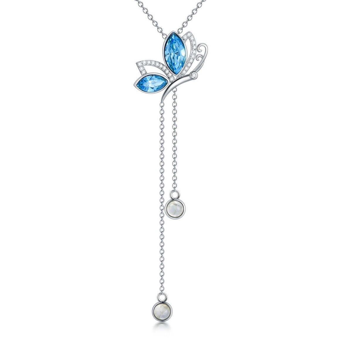 Collier en argent sterling avec pendentif papillon en cristal en forme de marquise-1