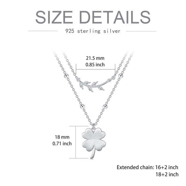 Sterling zilveren marquise vormige cubic zirkonia vierbladige klaver & bladeren gelaagde k-5