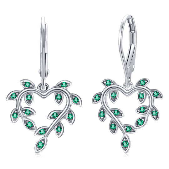 Pendants d'oreilles en argent sterling avec feuilles de zircon cubique en forme de marquis-1