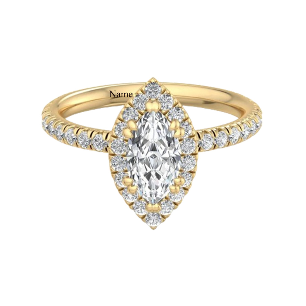 Sterling zilveren Marquise-vormige Moissanite gepersonaliseerde gravure verlovingsring-3
