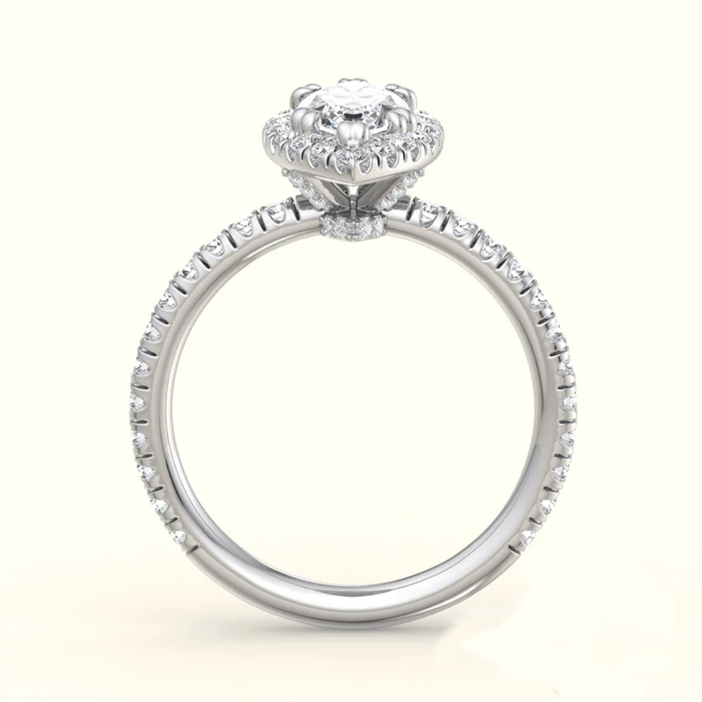 Sterling zilveren Marquise-vormige Moissanite gepersonaliseerde gravure verlovingsring-5