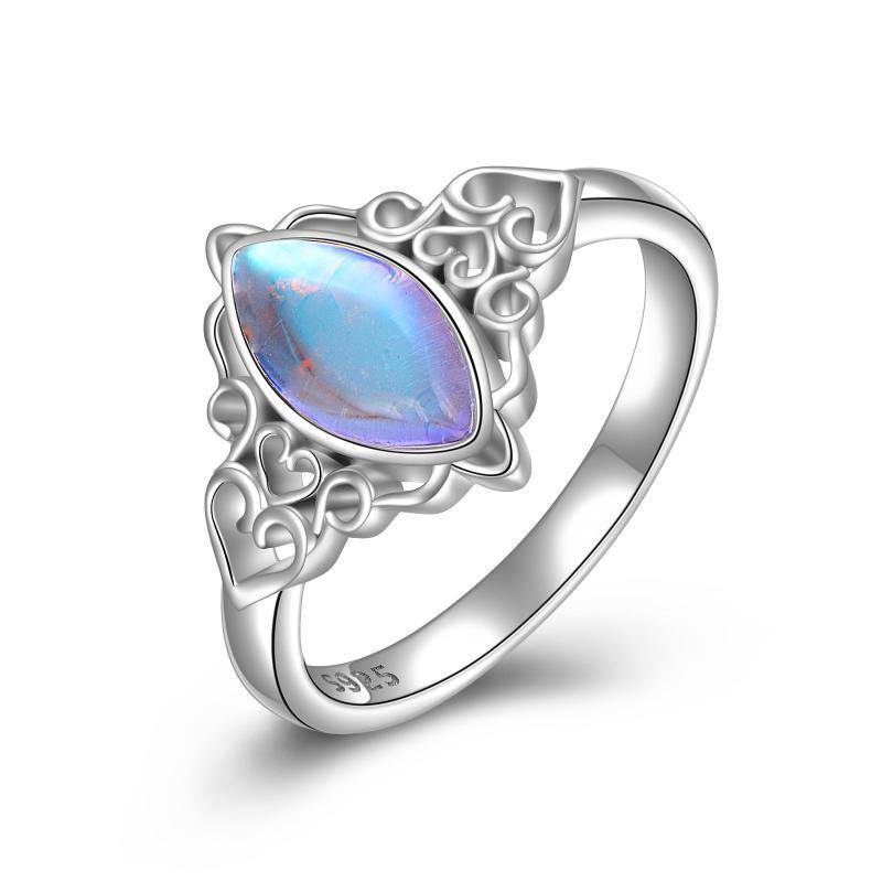 Bague en argent sterling avec nœud celtique en pierre de lune en forme de marquise-1