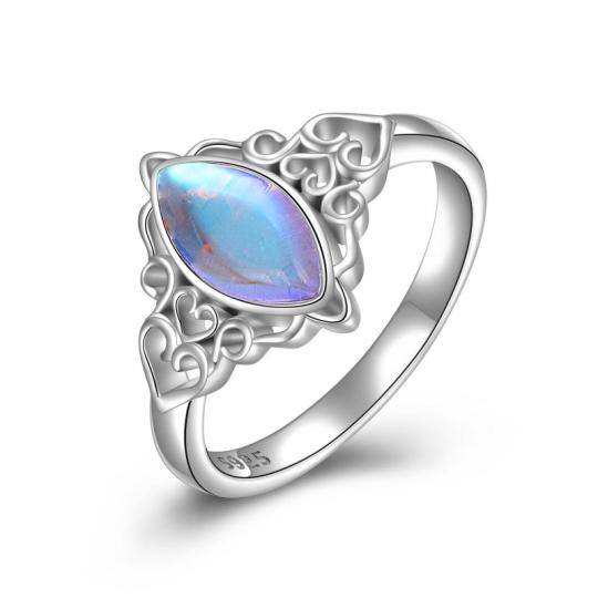 Anello con nodo celtico in pietra di luna a forma di marquise in argento sterling