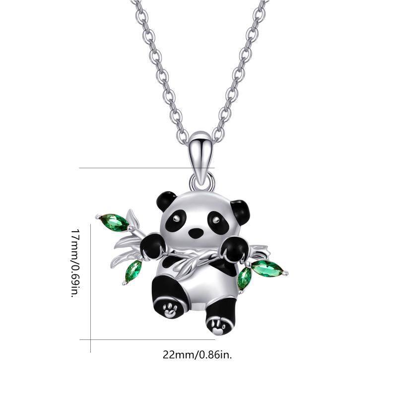 Sterling Silber Marquise geformt Cubic Zirkonia Panda Anhänger Halskette mit eingraviertem-6