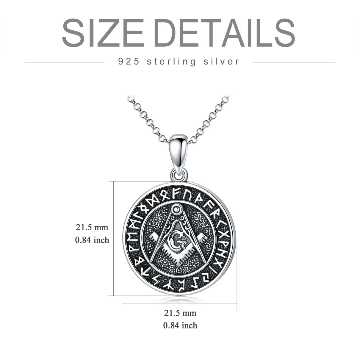 Collier pendentif symbole maçonnique en argent sterling pour hommes-6