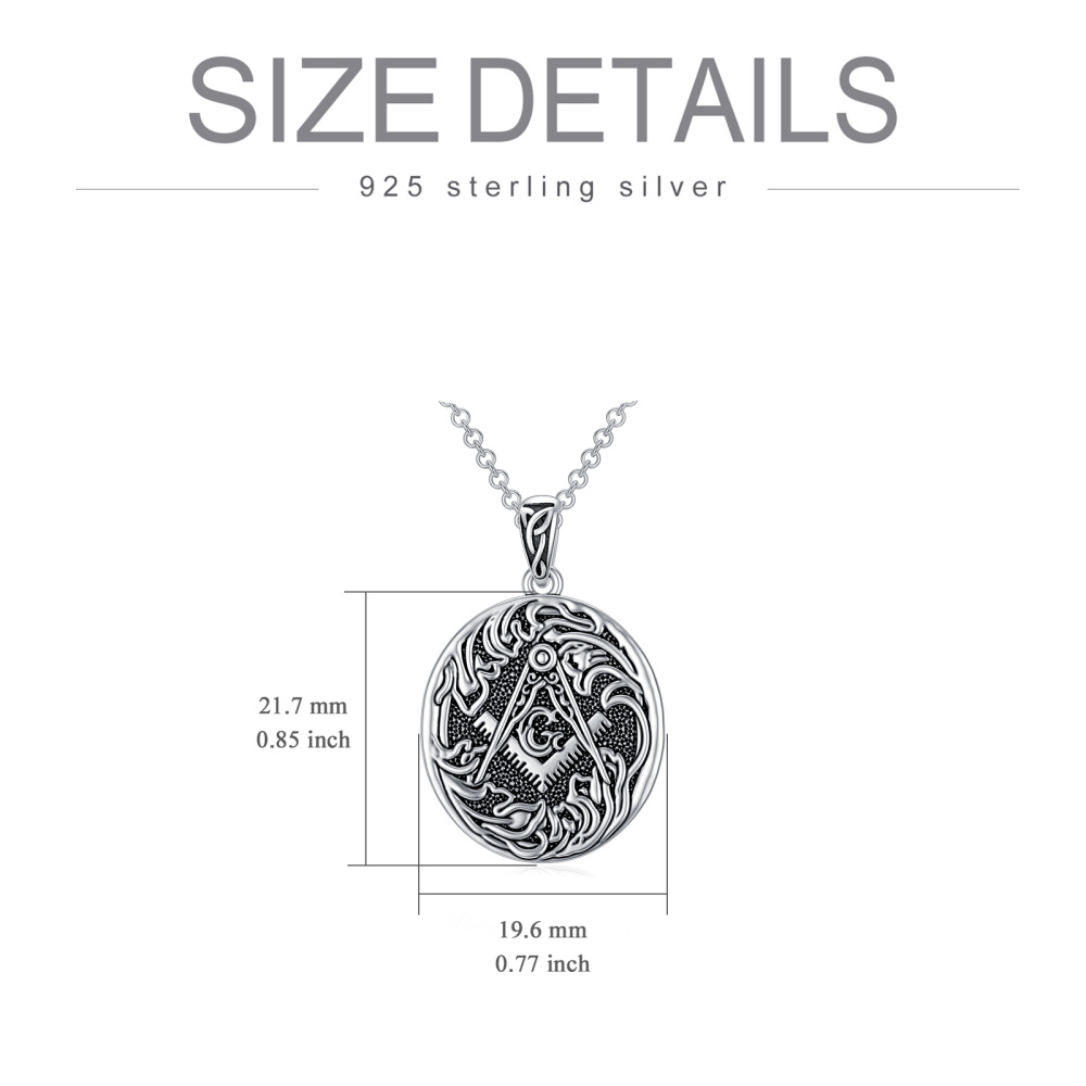 Sterling Silver Masonic Symbol Pendant Necklace for Men-5