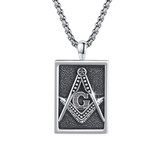 Sterling Silver Masonic Symbol Pendant Necklace