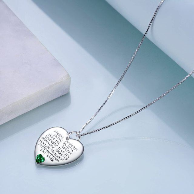 Collana d'argento con ciondolo a forma di cuore in zirconia cubica per la nascita di maggi-4