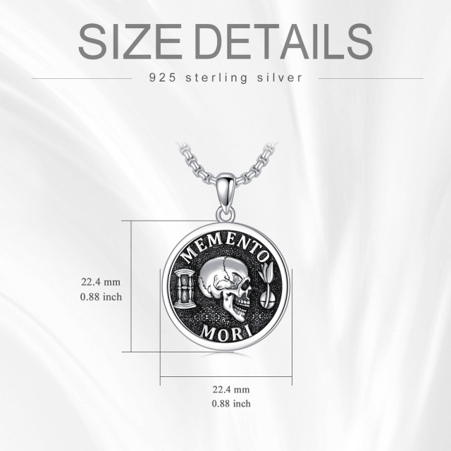 Sterling Silver Memento Mori Amor Fati Skull Pendant Necklace for Men-5