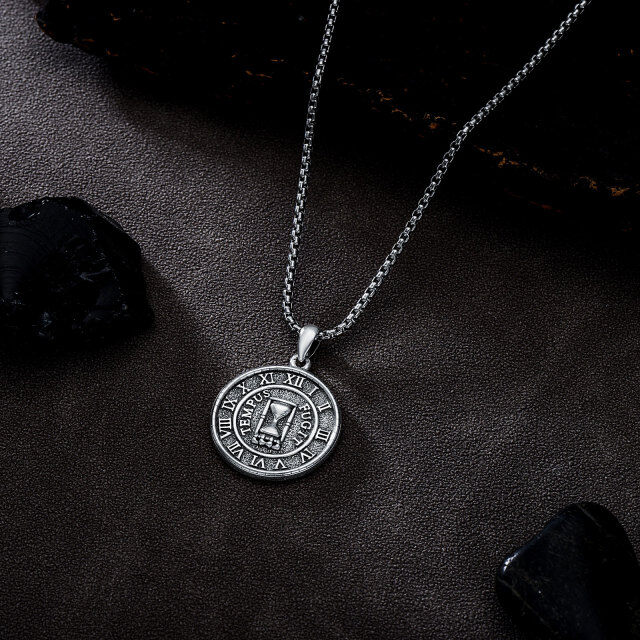 Collana con ciondolo a forma di scheletro a clessidra Carpe Diem Memento Mori in argento sterling per uomo-4