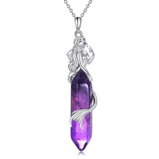 Sterling Silver Mermaid Crystal Pendant Necklace-19