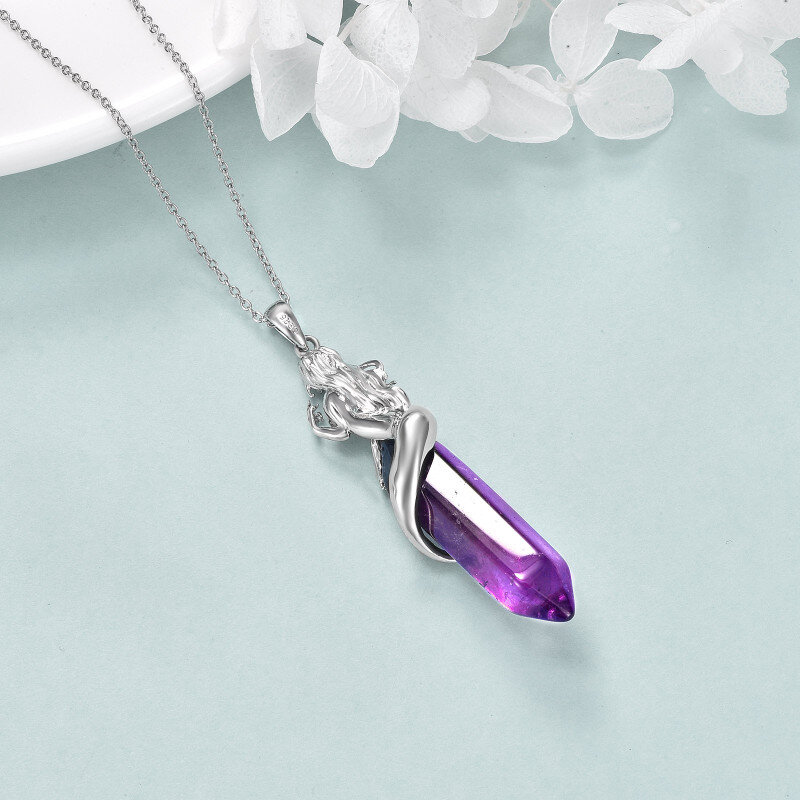 Collar Colgante Sirena Cristal Plata de Ley-4