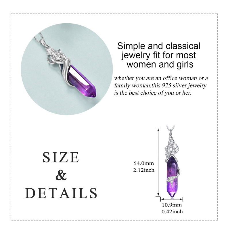 Collar Colgante Sirena Cristal Plata de Ley-5