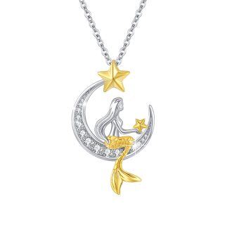 Sterling Silver Mermaid Pendant Necklace-4