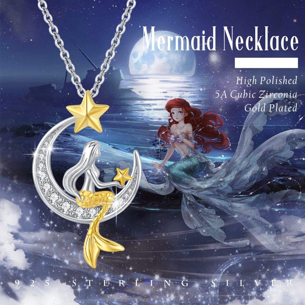 Sterling Silver Mermaid Pendant Necklace-3