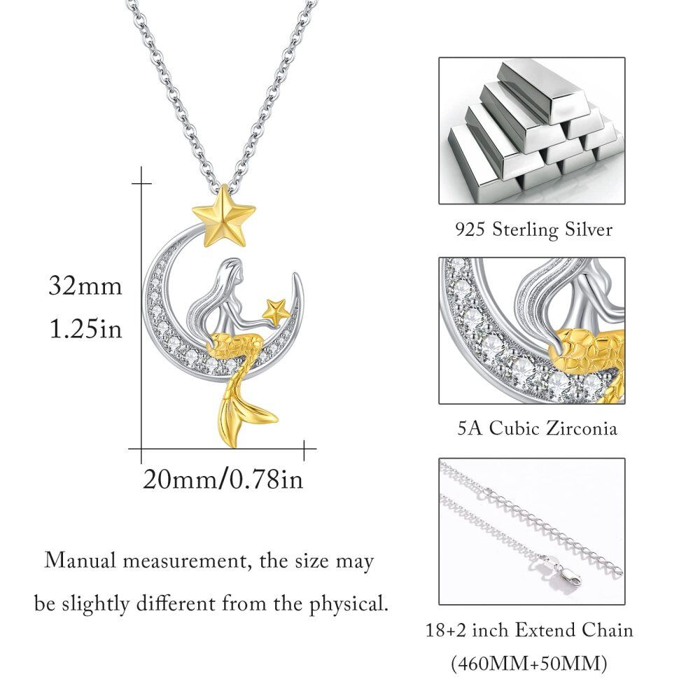 Sterling Silver Mermaid Pendant Necklace-5