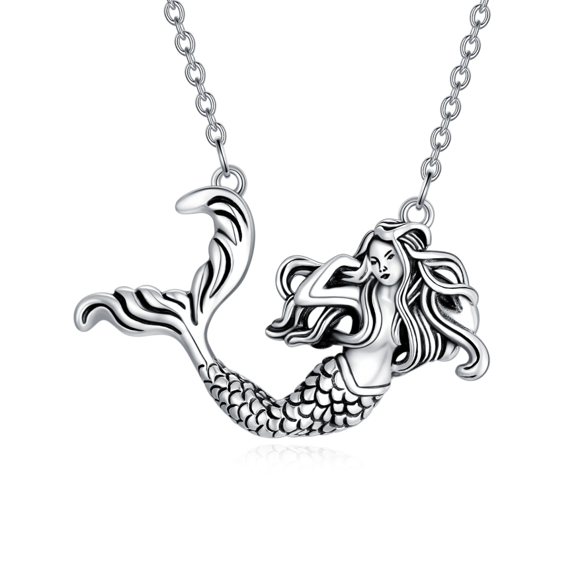 Collier en argent sterling avec pendentif sirène-1