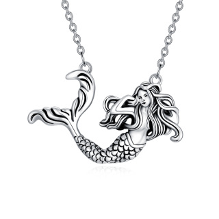 Sterling Silver Mermaid Pendant Necklace-5