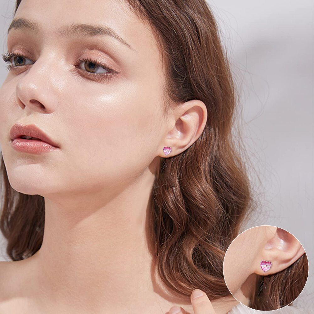 Sterling Silver Cubic Zirconia Mermaid Stud Earrings-4