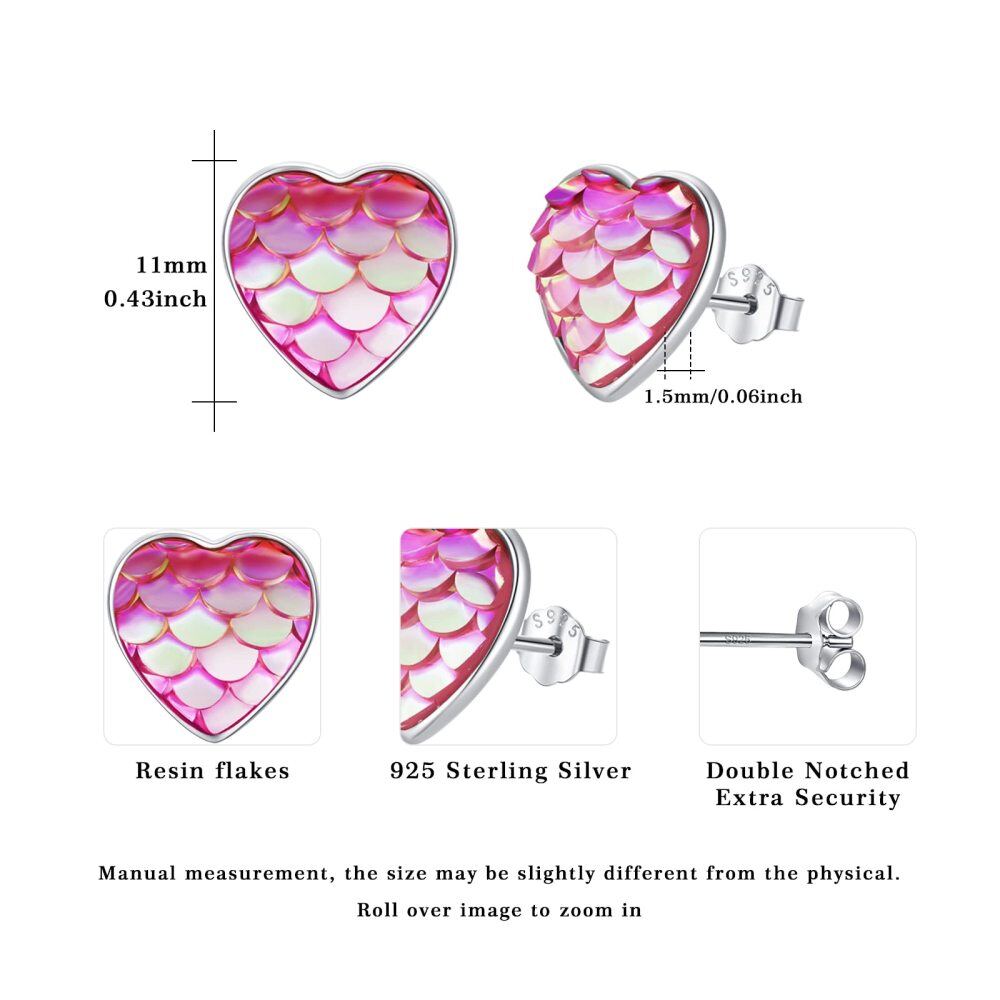 Sterling Silver Cubic Zirconia Mermaid Stud Earrings-6