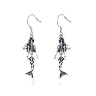 Sterling Silver Mermaid Tail Drop Earrings-38