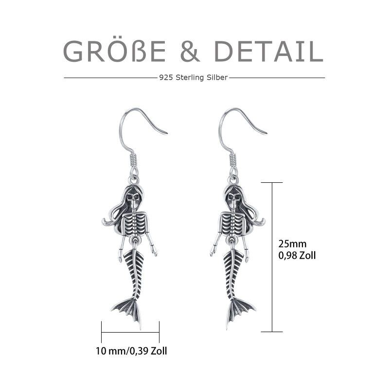 Sterling Silver Mermaid Tail Drop Earrings-5