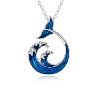 Sterling Silver Mermaid Tail & Spray Pendant Necklace-53