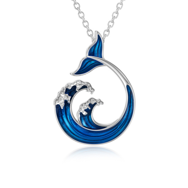 Sterling Silver Mermaid Tail & Spray Pendant Necklace-5