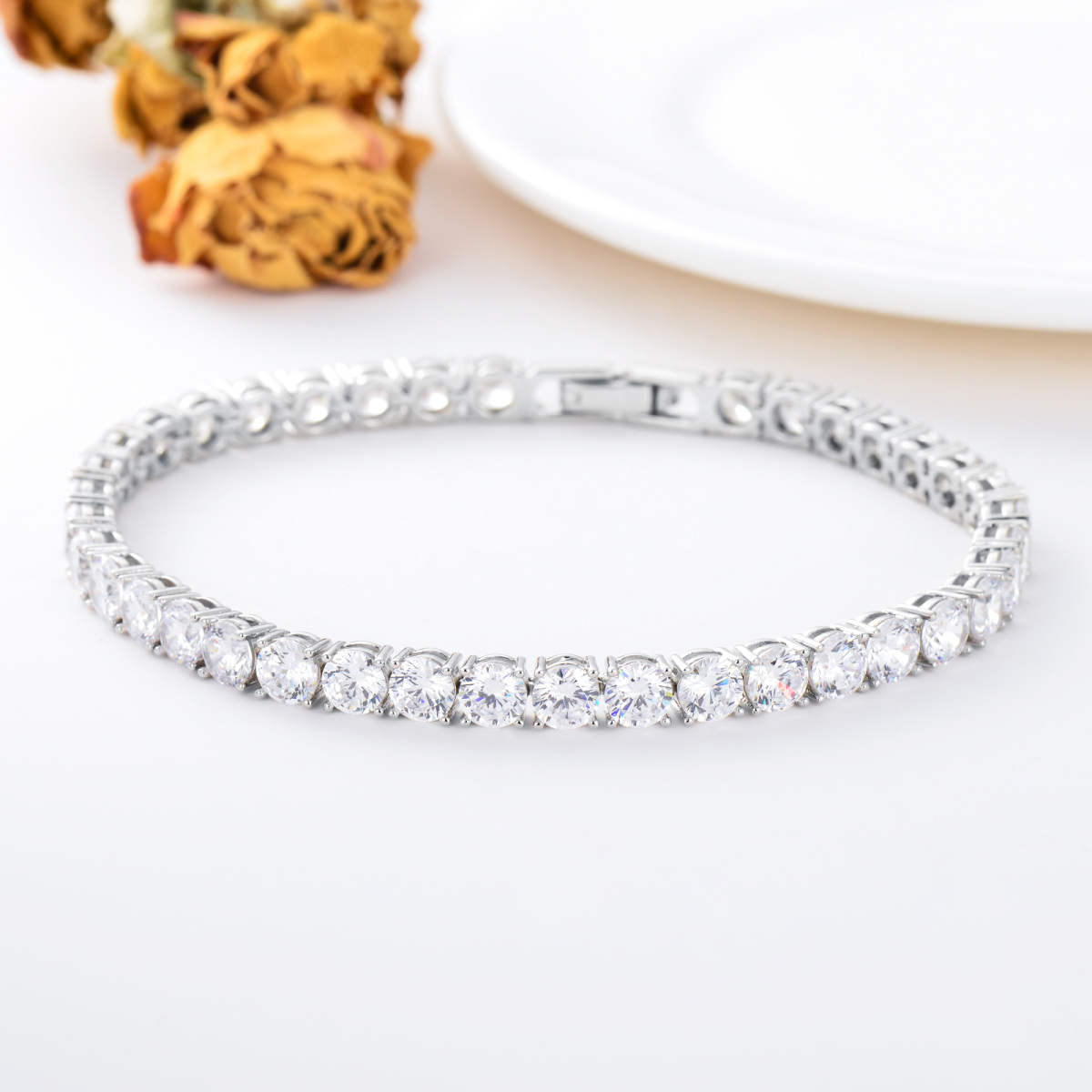 Sterling Silver Moissanite Chain Bracelet-3