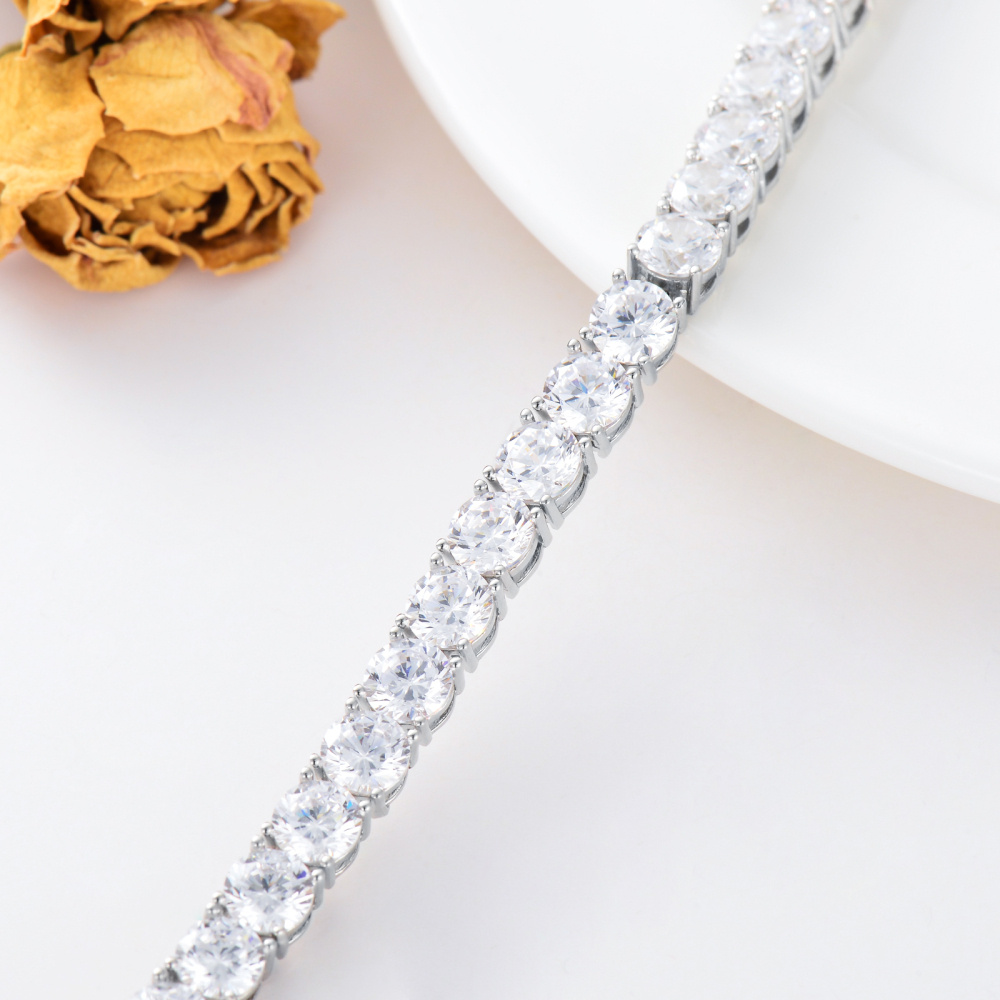 Pulseira de corrente de moissanite em prata esterlina-4
