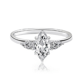 Sterling Silver Moissanite Couple Engagement Ring-27