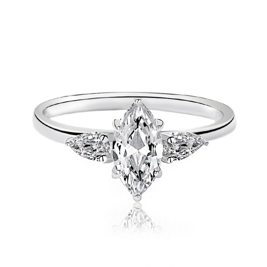 Sterling Silver Moissanite Couple Engagement Ring