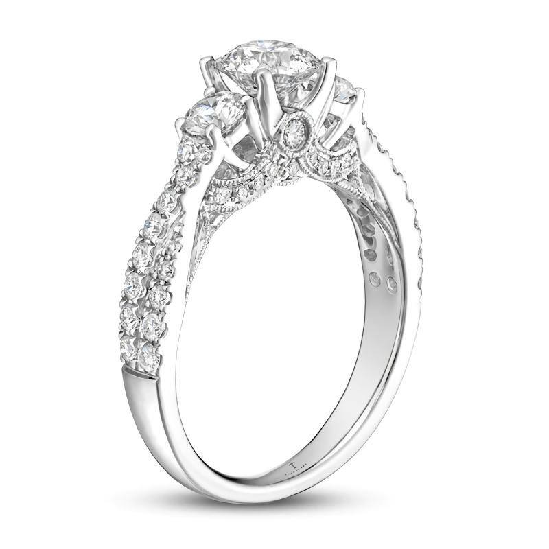 Anel de noivado de casal moissanite em ouro branco 14K-2