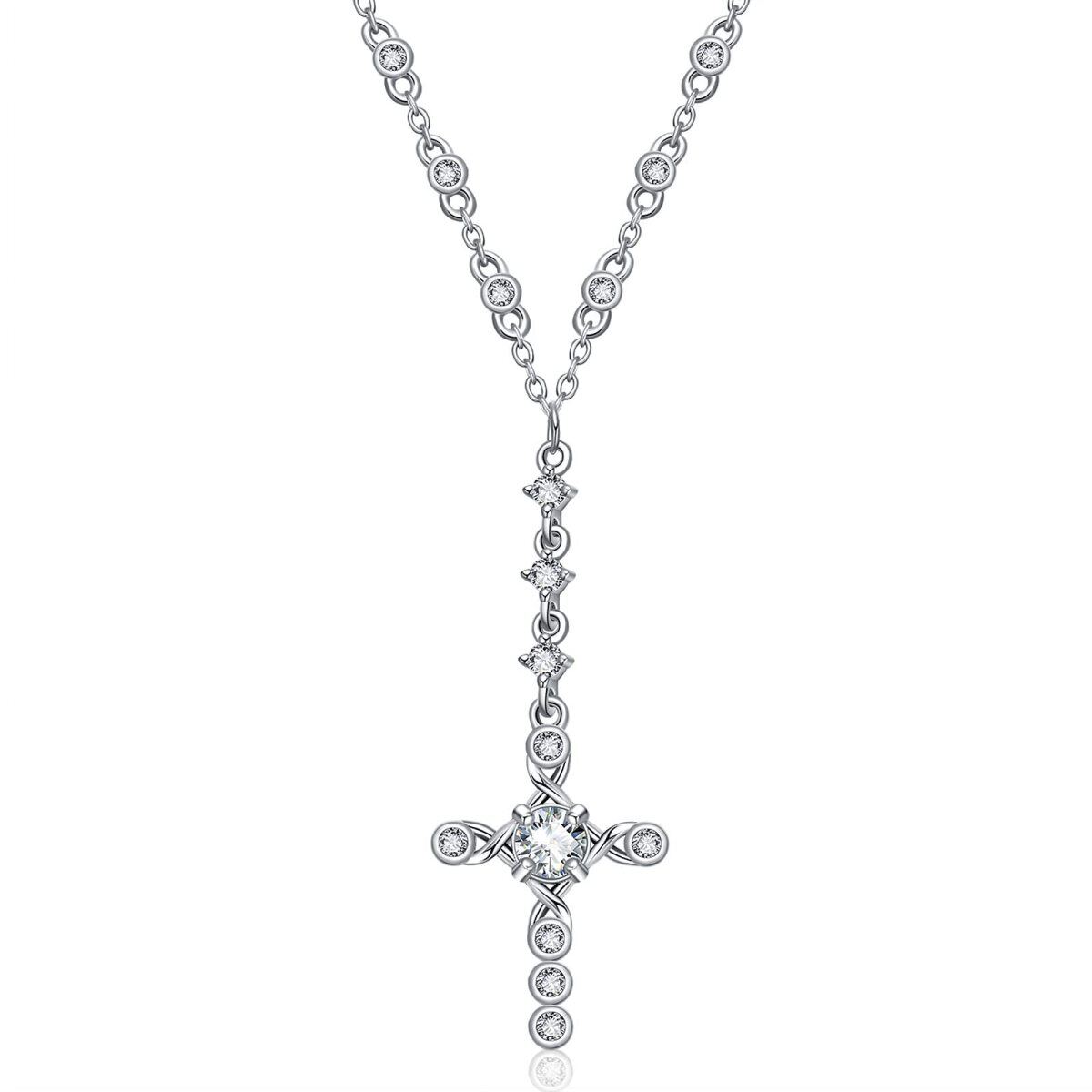 Collier en argent sterling avec pendentif en forme de croix en Moissanite-1