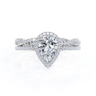 Sterling Silver Moissanite Drop Shape Engagement Ring-31