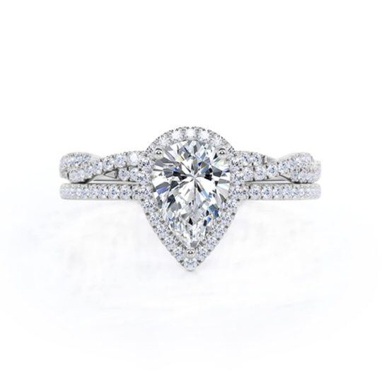 Sterling Silver Moissanite Drop Shape Engagement Ring