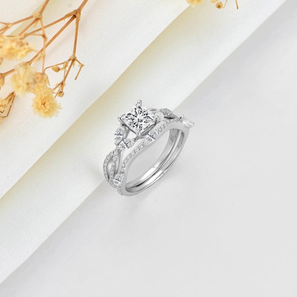 Bague de fiançailles en argent sterling avec moissanite-5