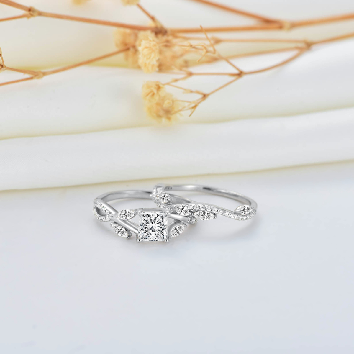 Sterling Silver Moissanite Engagement Ring-6