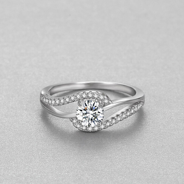 Sterling Silver Moissanite Engagement Ring-2