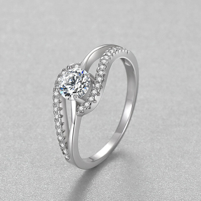 Sterling zilveren Moissanite verlovingsring-4