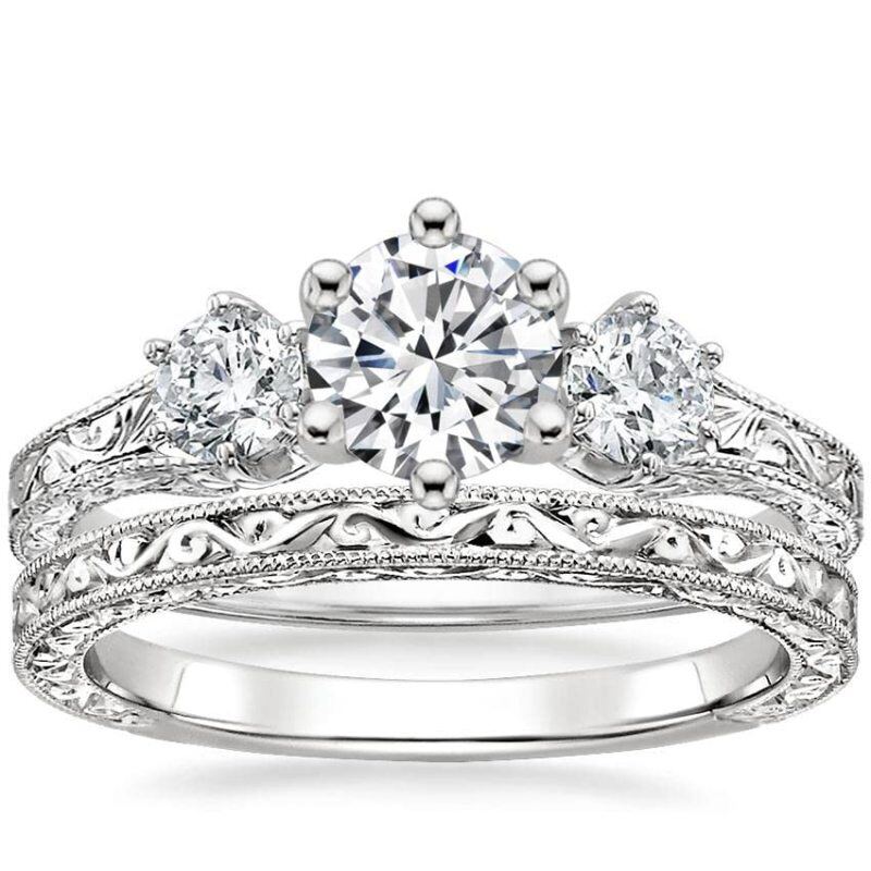 Anel de noivado de moissanita de prata esterlina-1