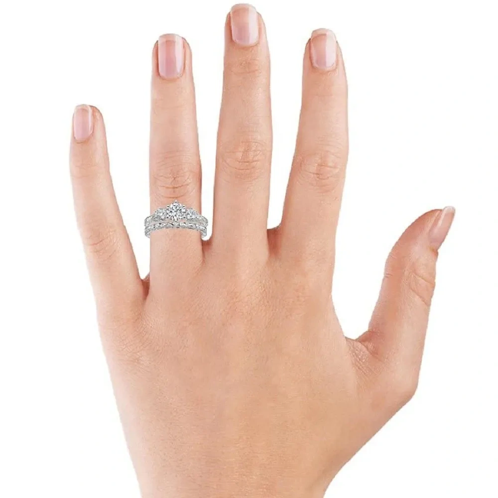 Anillo de compromiso de moissanita en plata de ley-2