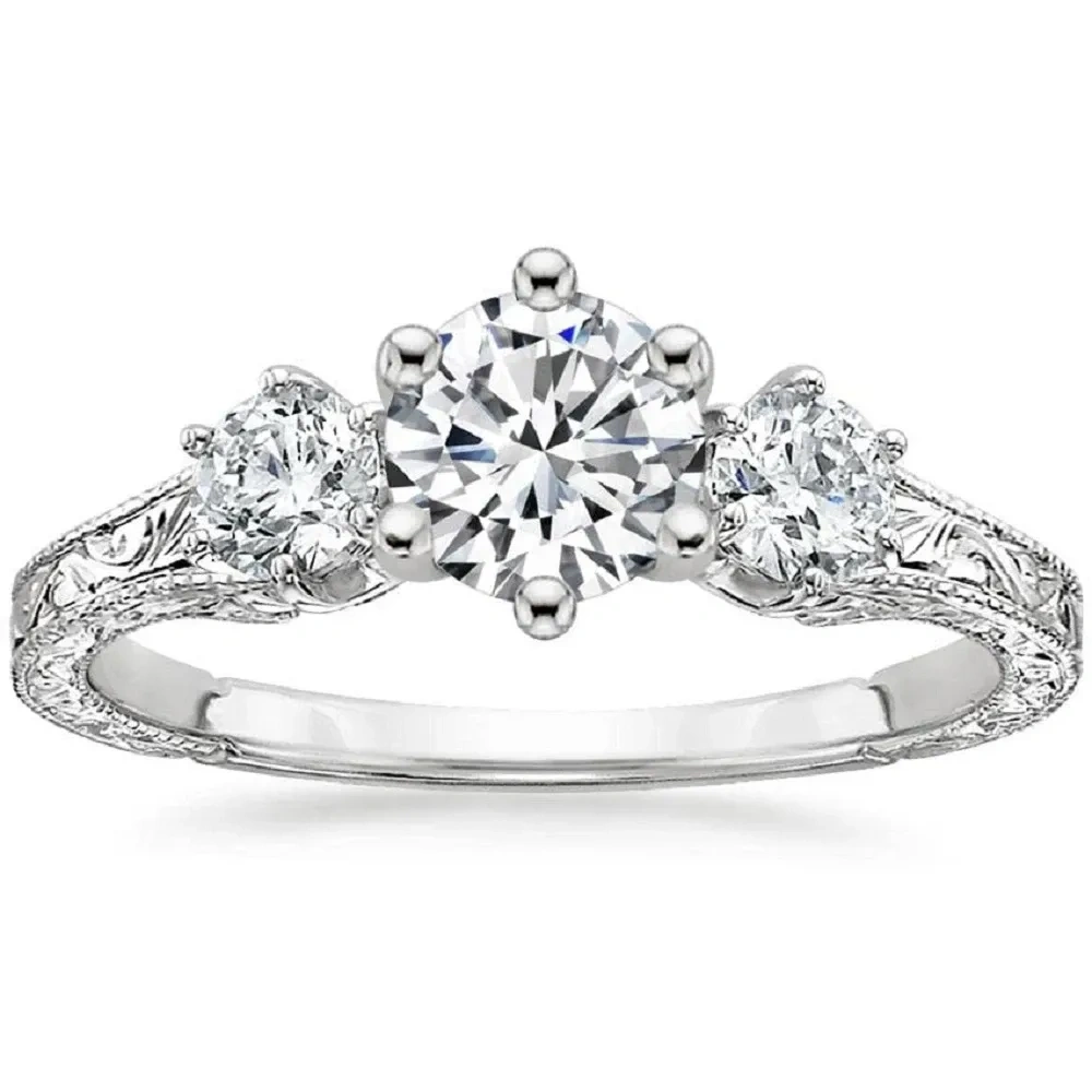 Anillo de compromiso de moissanita en plata de ley-3