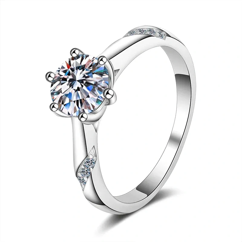 Sterling Silver Moissanite Engagement Ring-1