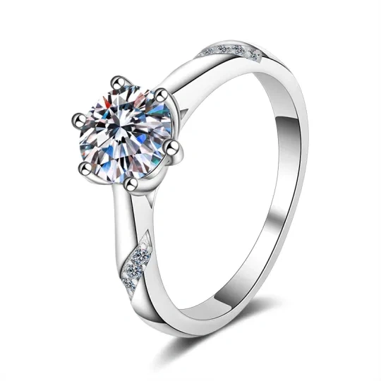 Sterling Silver Moissanite Engagement Ring